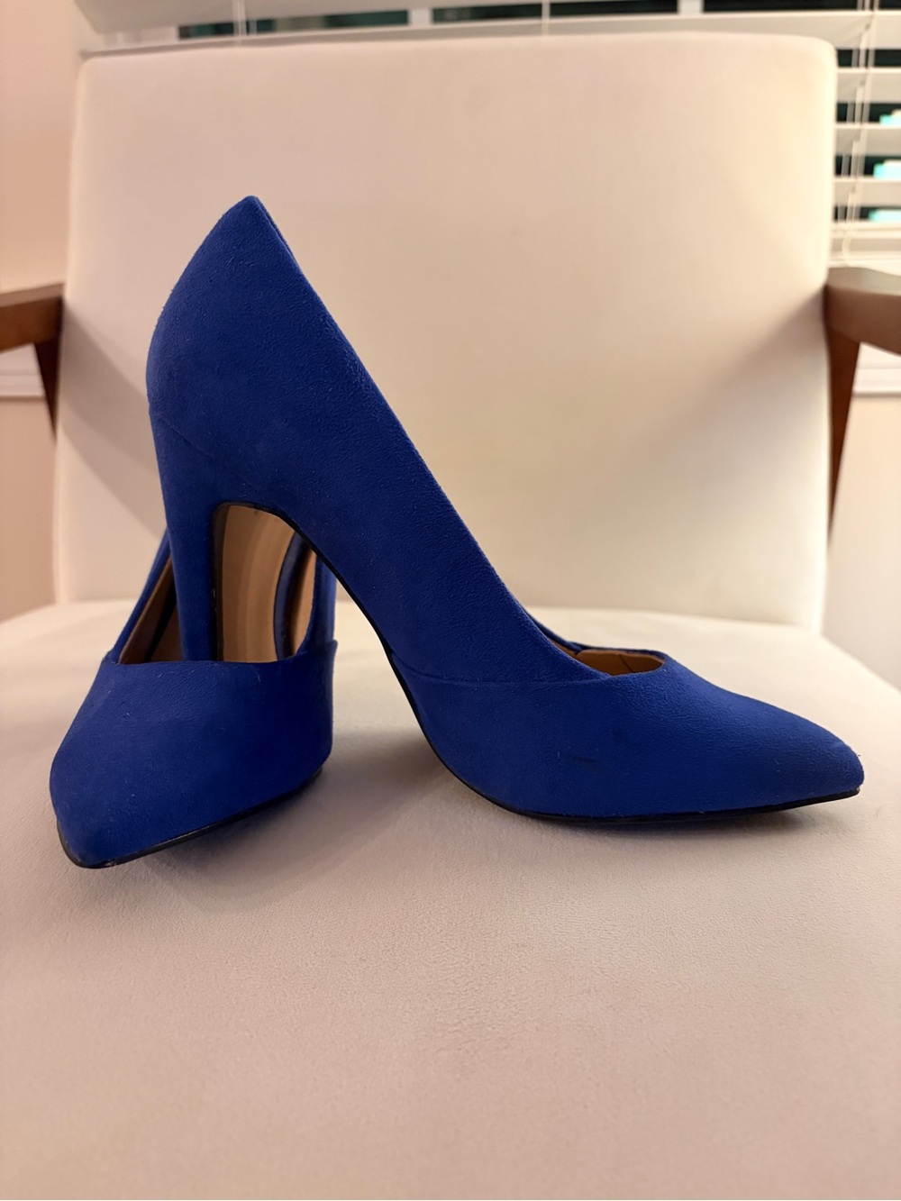 JustFab Cobalt Blue Suede Pointed-Toe Pumps